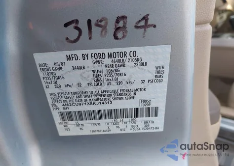 2008 Mercury Mariner Premier z USA, uszkodzony, nr VIN 4M2CU971X8KJ14313